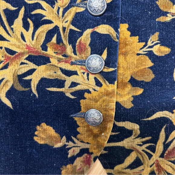 Vintage 90s Banana Republic Velvet Floral Vest Women’s Medium Navy Gold Tapestry - Picture 5 of 7